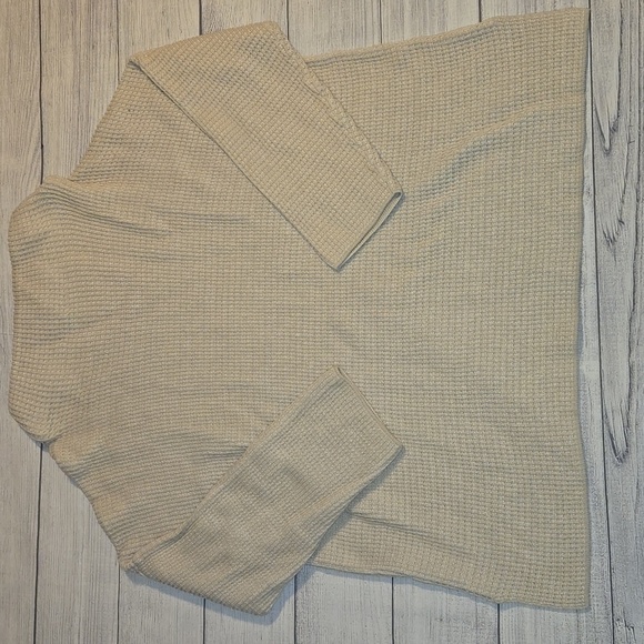 Eileen Fisher Organic Cotton Blend Funnel Neck 3/4 Sleeves Knit Top Cream Size L - Picture 2 of 7